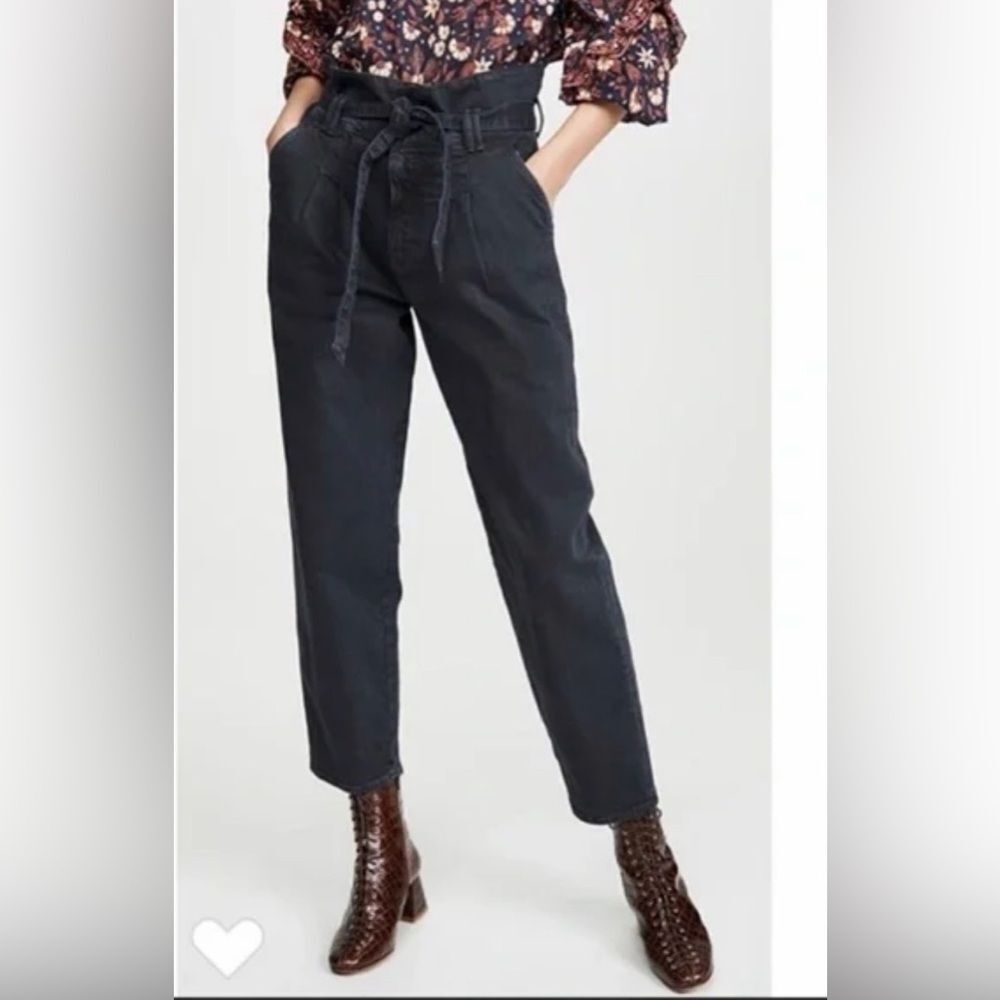 MOTHER The Greaser Paperbag Pleated Jeans - Faded Black